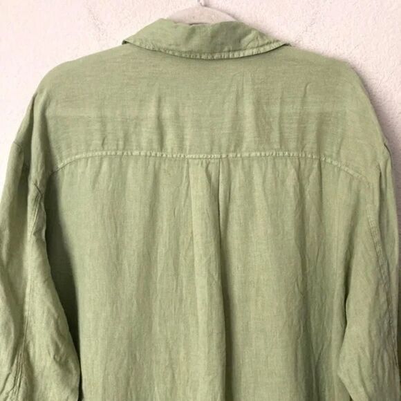 ✨ Zara Oversized Linen Boho Button Down Green Shirt✨ - Picture 12 of 14